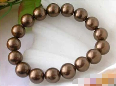 

0858 COFFEE SOUTH SEA SHELL PEARL BRACELET