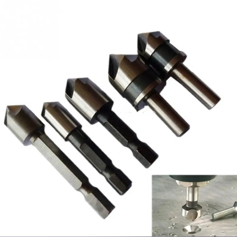 5Pcs/set 5 Flutes HSS Industrial Countersink Drill Bit Set ...