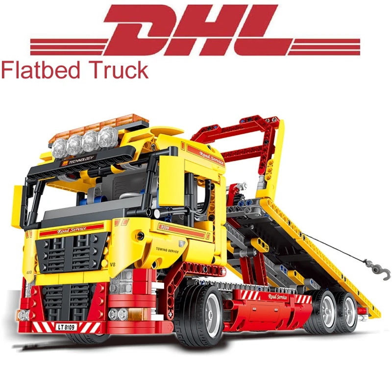 

2017 New 1115Pcs Technic Figures Flatbed Truck Model Building Kits Blocks Bricks Toy For Children Christmas Gift Compatible 8109