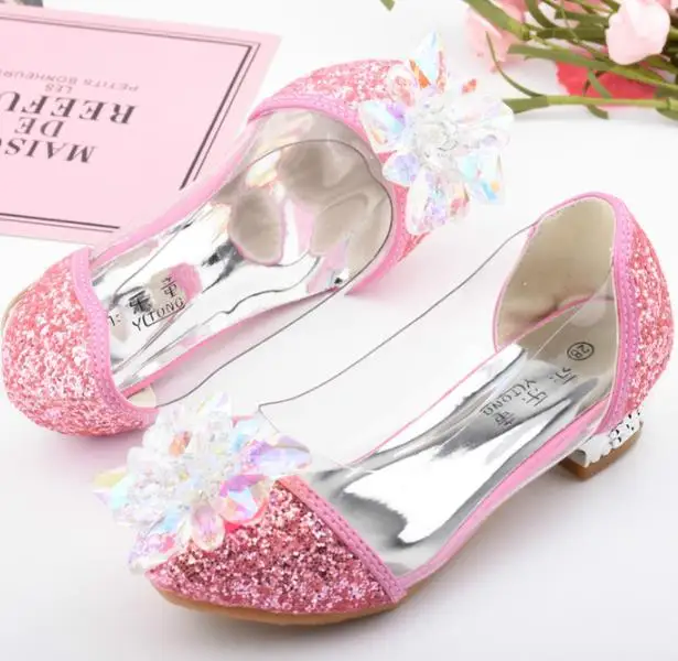 Glitters Girls Shoes Children Bright Diamond Princess Shoes High Heels