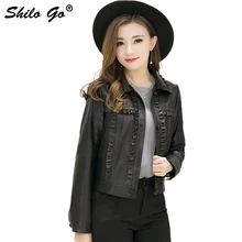 Новая модная уличная женская повседневная с оборками, с отворотом, с длинным рукавом, из овчины, короткая куртка из натуральной кожи, Женская куртка