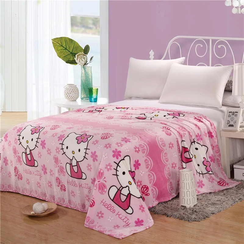 Мультфильм рисунок Hello Kitty принт Одеяло высокой плотности супер мягкие