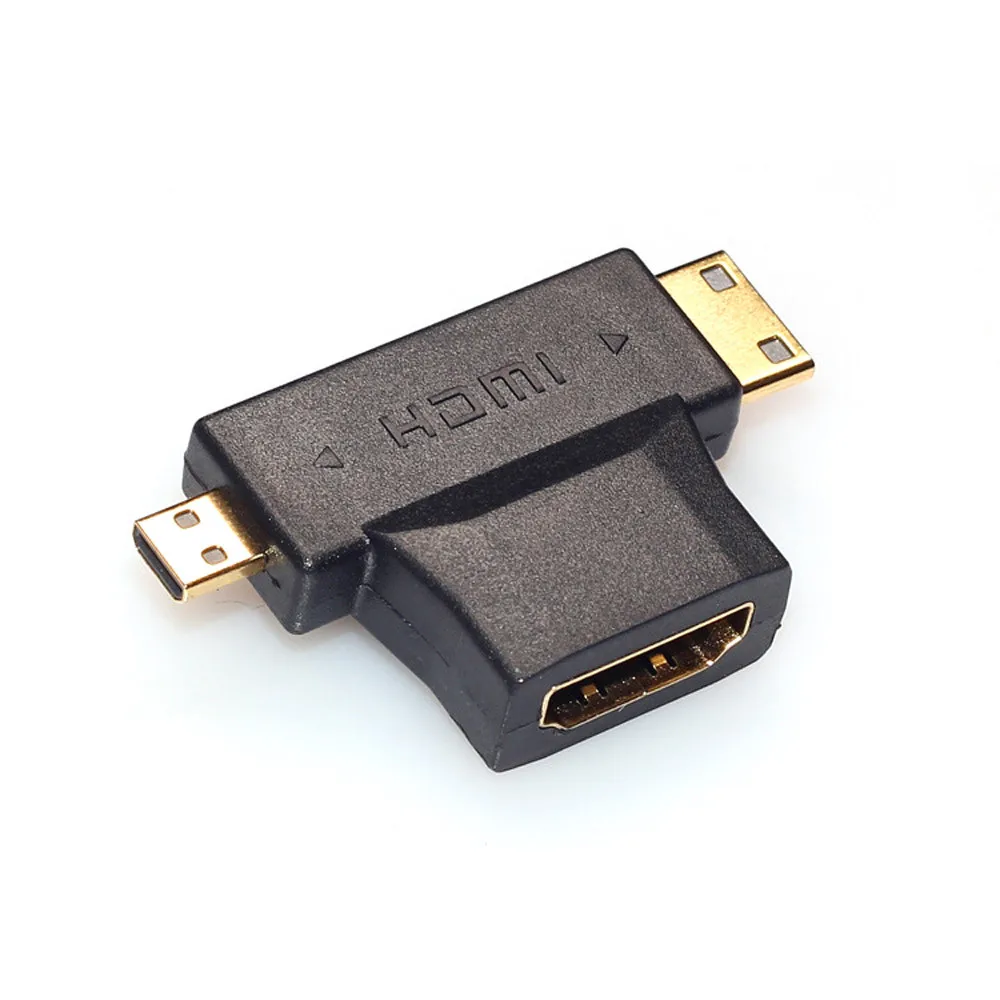 

HDMI Connector 3 in 1 HDMI Female to Mini HDMI Male + Micro HDMI Male Adapter Connector for 1080P HDTV PC Adapter 2019