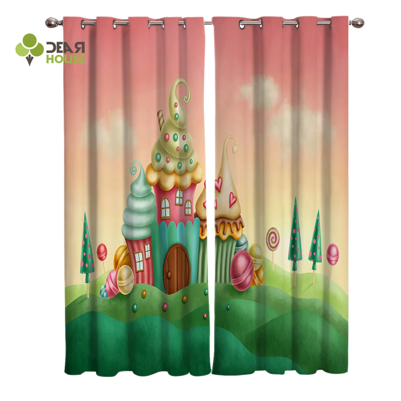 

Dear House Curtains Candy Cupcakes Castle Children Curtains Living Room Decor