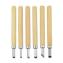 NEWACALOX 6pcs Woodcut Knife Scorper Hand Cutter Wood Carving Tools Woodworking Chisel Graver Burin for Arts