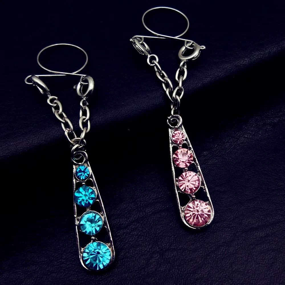 

2pc surgical steel clip on non-piercing skull with wings circle shaped nipple rings shield fake nipple body piercing jewelry