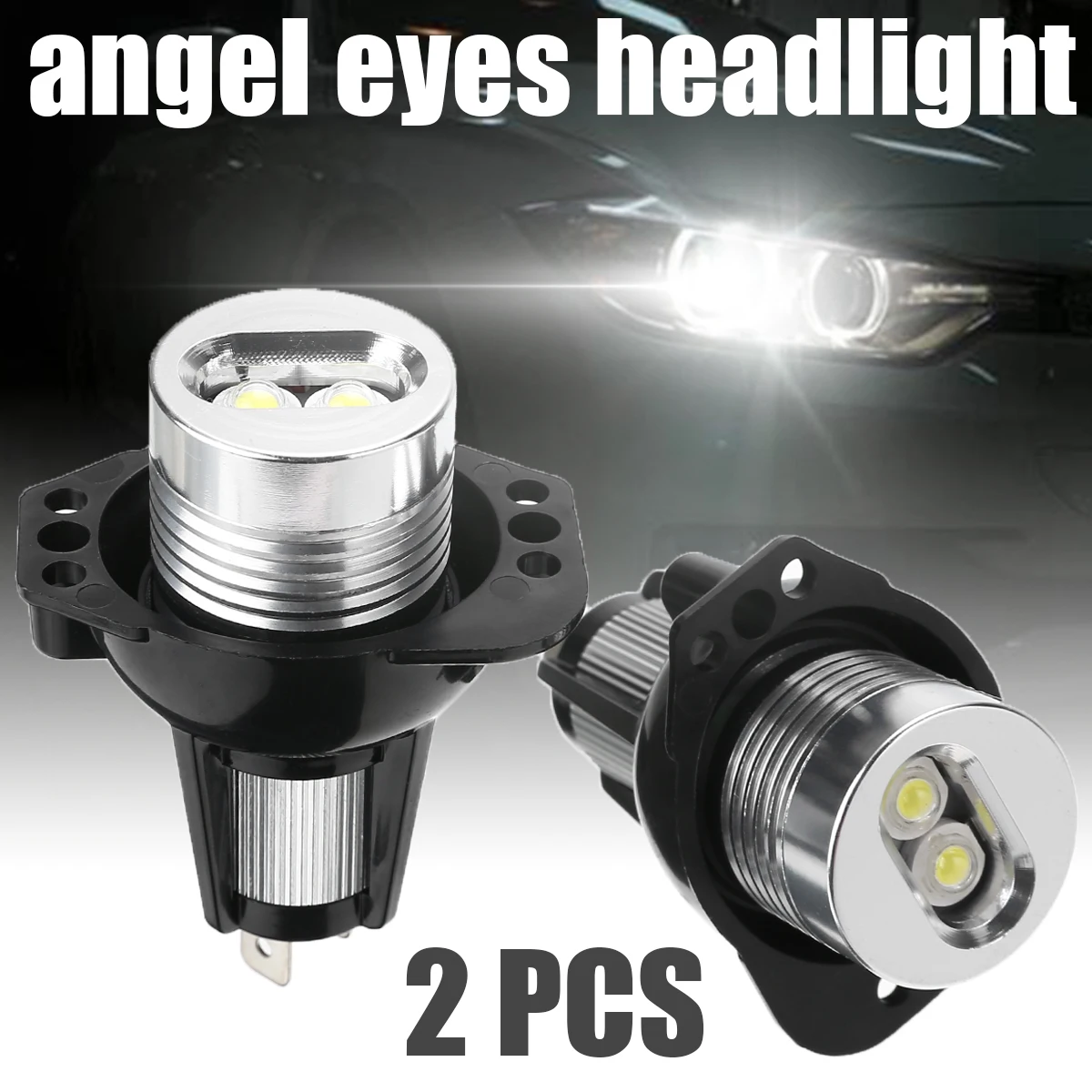 1 Pair 10W 12V Car Angel Eyes LED Headlight Super Bright Halo Ring Light Headlamp Bulb For BMW E90 E91 3 Series