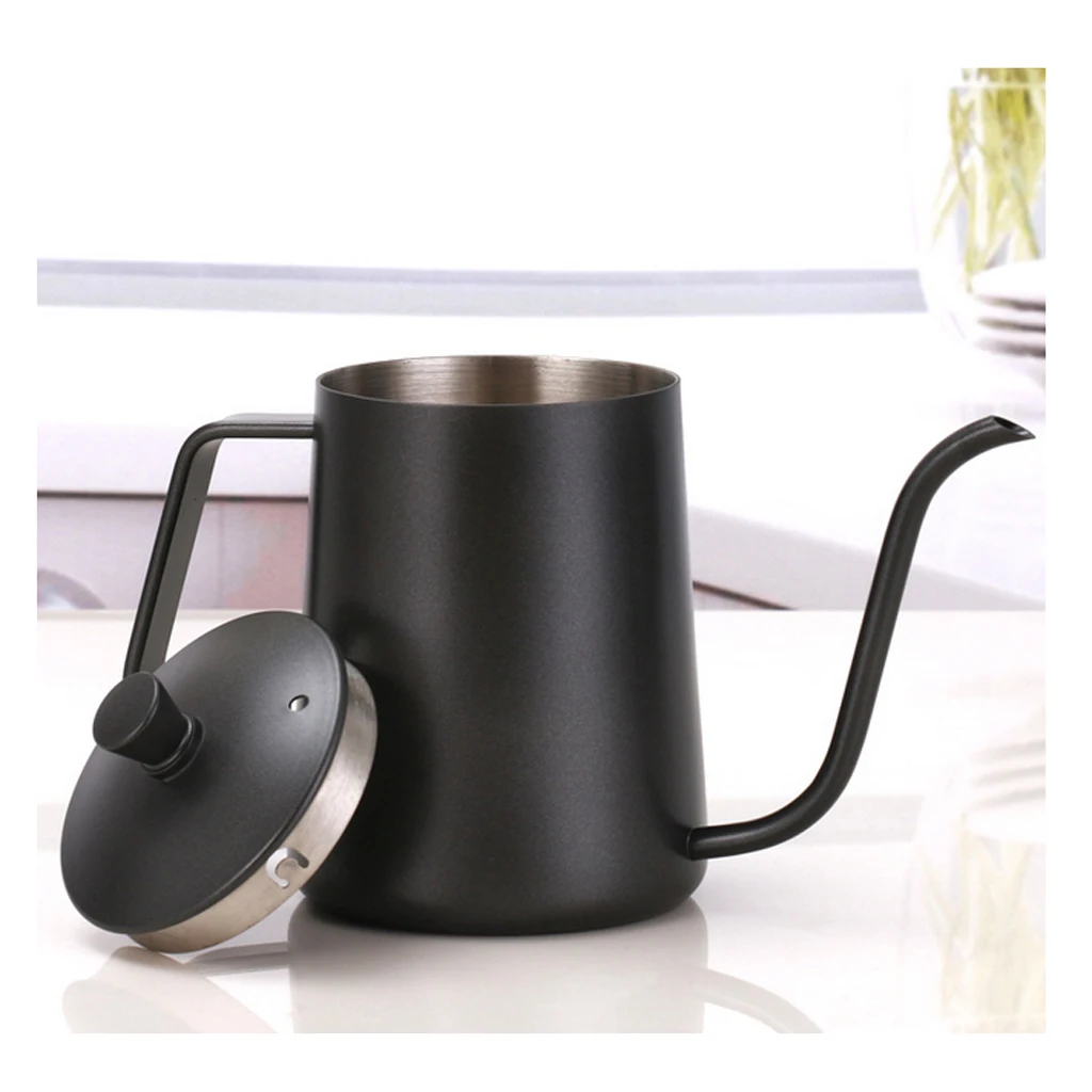 Coffee Stainless Steel Moka Kettle Coffee Kettle Drip Tea Pot Teaware 600ml BLK Retro Kitchen Cafe Teapots