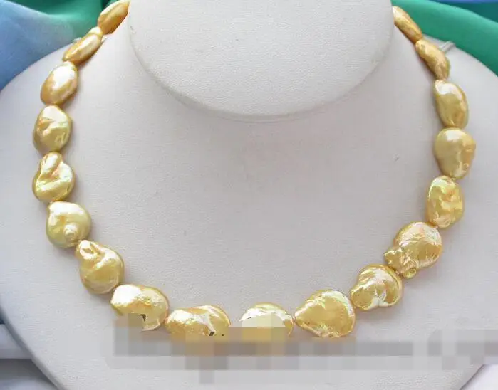 

FREE SHIPPING>>>@@ > 3814 golden coin freshwater pearl necklace