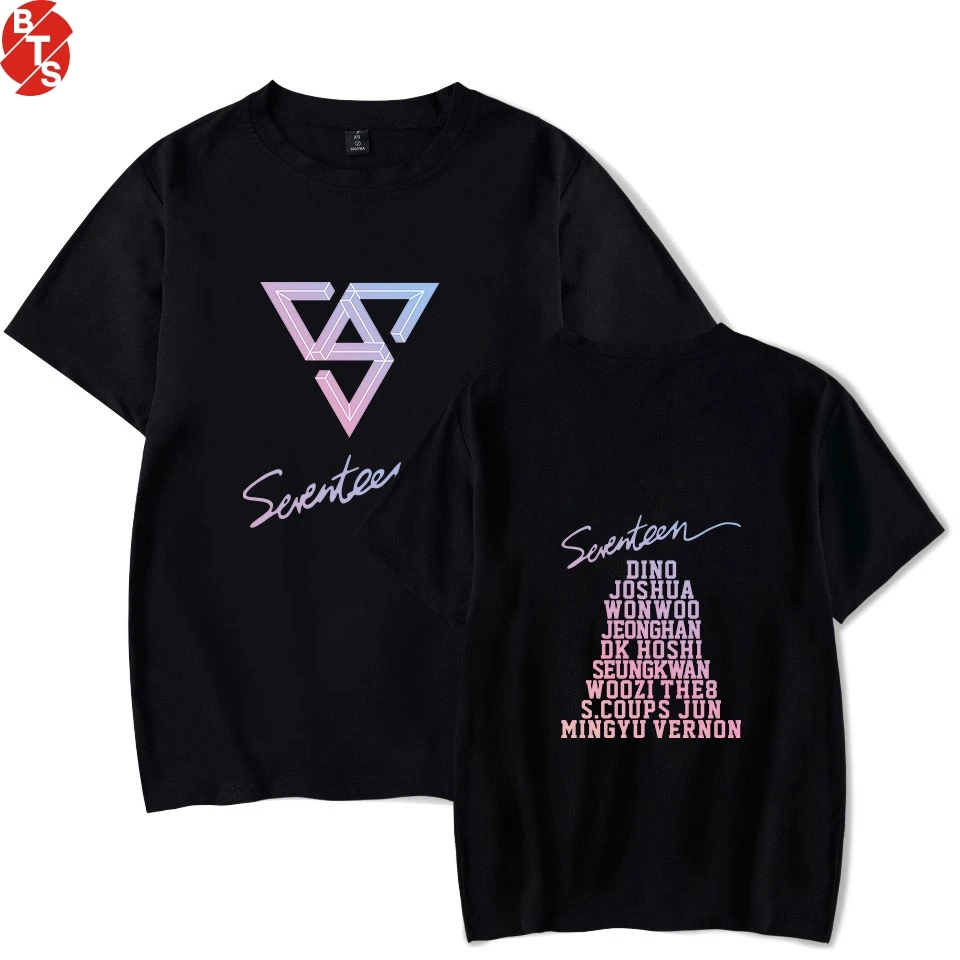 Футболки SEVENTEEN Кей поп с принтом футболки коротким рукавом женские/яркие