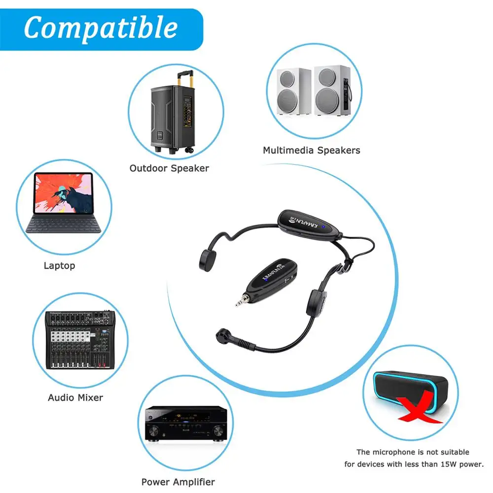 Sistema de Microfone Headset sem Fio Banda ao Vivo Músico de Rua 2.4g com Transmissor e Receptor de Design para Performance de Palco Kimafun - Image 3