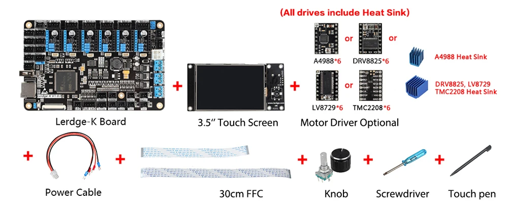 3D-принтеры материнская плата Lerdge K 3,5 дюймовый сенсорный экран ARM 32-битный контроллер доска набор с A4988/Drv8825/TMC2208/LV8729 драйвер