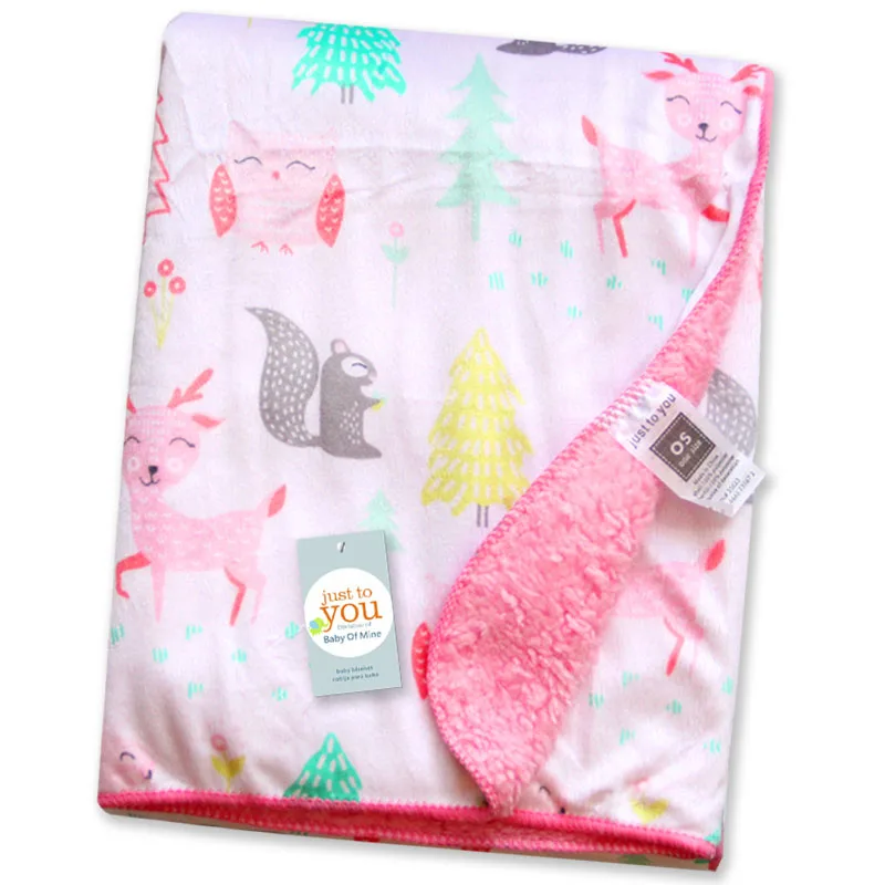 Детское одеяло с короткими плюшевыми рисунками животных из мультфильмов; стильное Флисовое одеяло для новорожденных; одеяло для коляски; Пеленальное Одеяло для младенцев