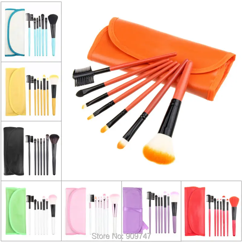 Professional red 7 pcs Makeup brush Tools make up brushes Cosmetic Brushes Free Shipping