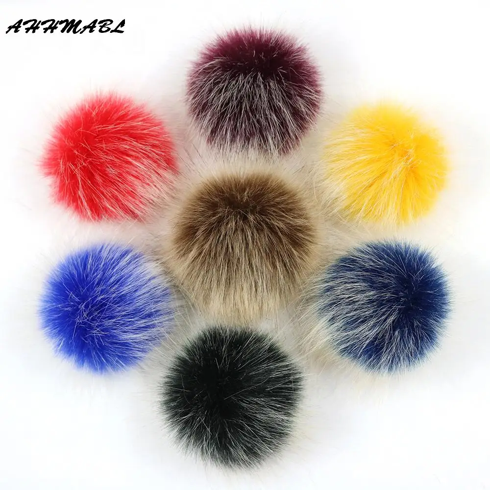 2pcs/lot 10cm DIY Faux Synthetic Raccoon Fur Pompom Fur Pom Poms for Women Kids Beanie Hats Caps Fox Ball For Shoes Caps Bags
