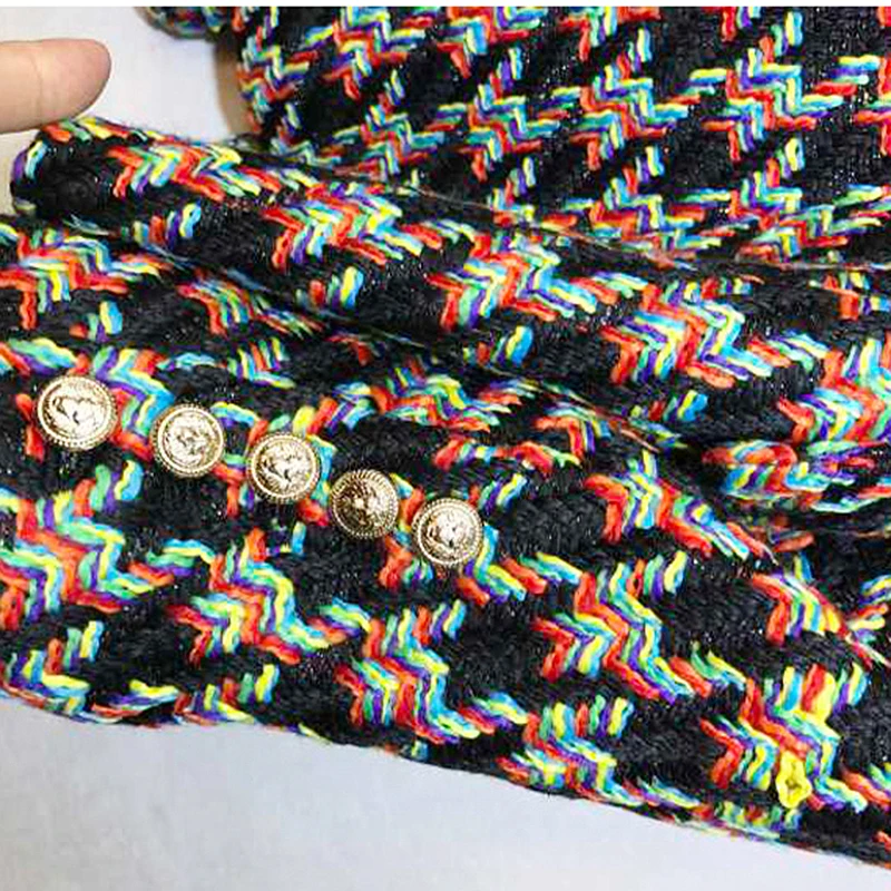 Женский двубортный блейзер из твида дизайнерское шерстяное пальто с пуговицами