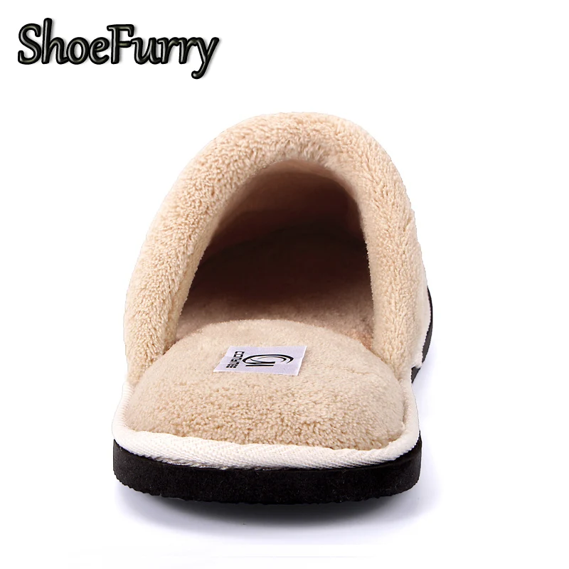 ShoesFurry Winter Slippers Casual Indoor Shoes Men Soft Plush Warm Home Slipper Shoes Male Autumn Cotton Bedroom Furry Slippers