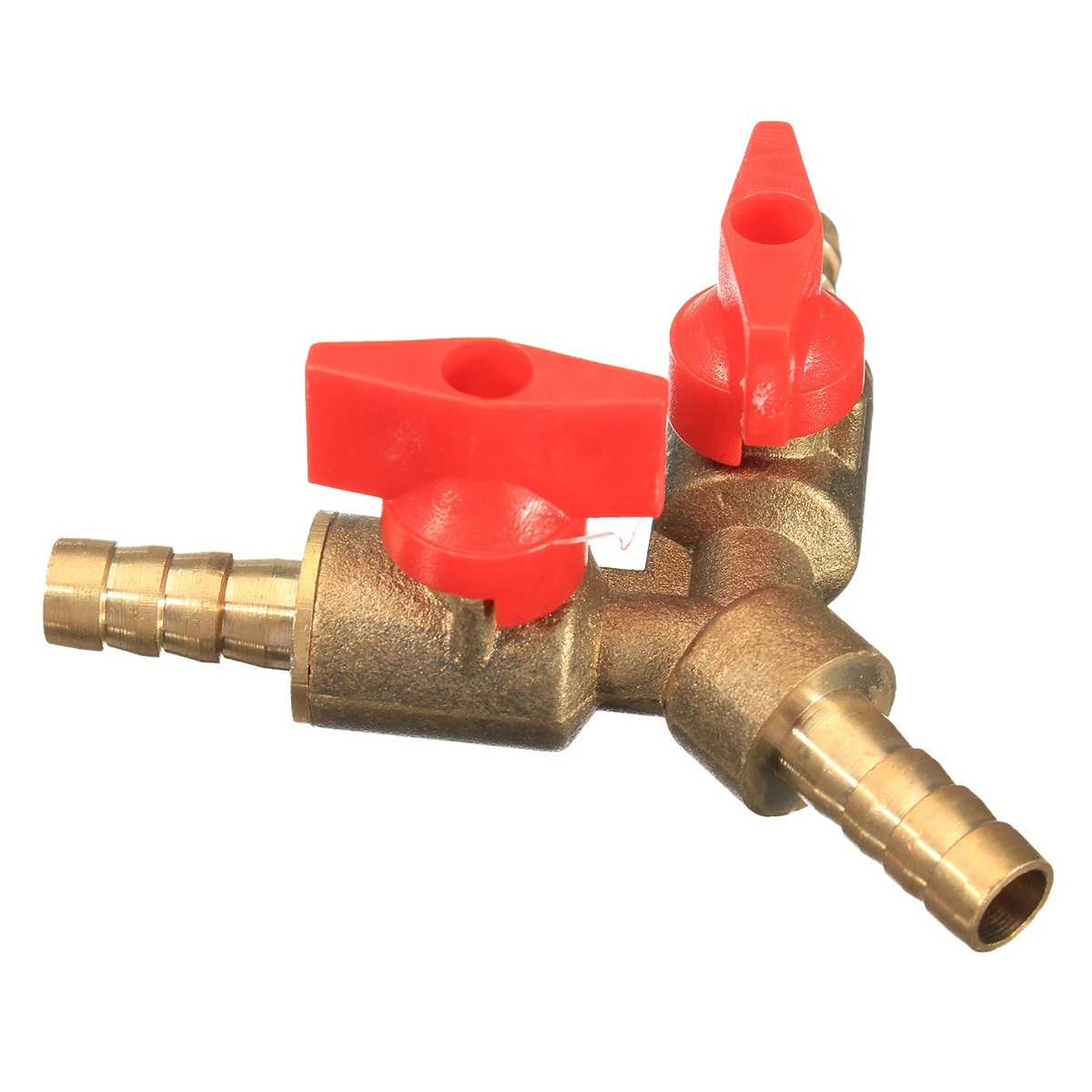 Loriver 3 Way Tee Brass Y Shut off Ball Valve 5/16 8mm Barb Fuel Gas Oil/Valve Clamp 