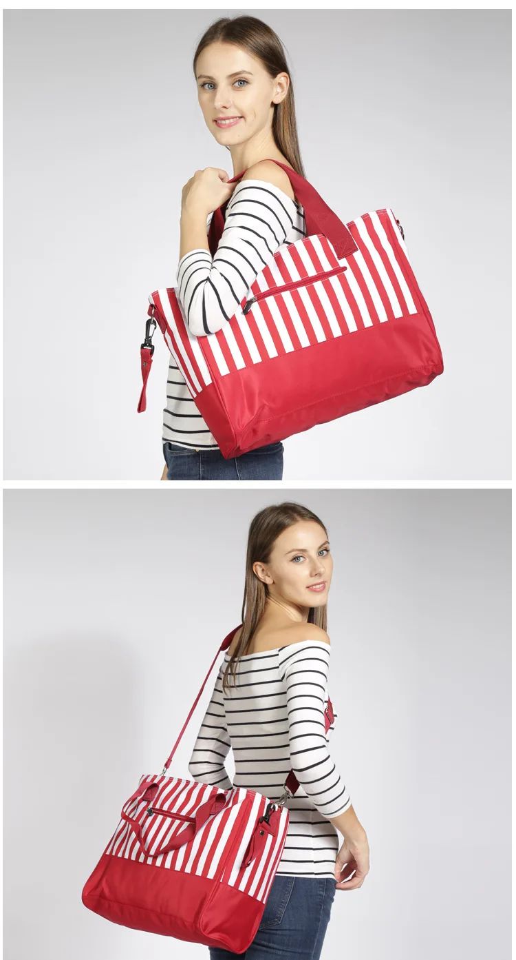 Портативный мама пеленки сумка для коляски Мода Большой Ёмкость Детские сумка сумочка черный, красный в полоску для беременных мешок для новорожденного
