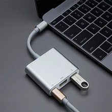ABHU-New Type C USB 3.1 to USB-C 4K HDMI USB 3.0 Adapter 3 in 1 Hub For Apple Macbook