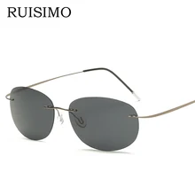 Чехол, поляризационные титановые солнцезащитные очки, Полароид, фирменный дизайн, Gafas, мужские круглые солнцезащитные очки, солнцезащитные очки для мужчин