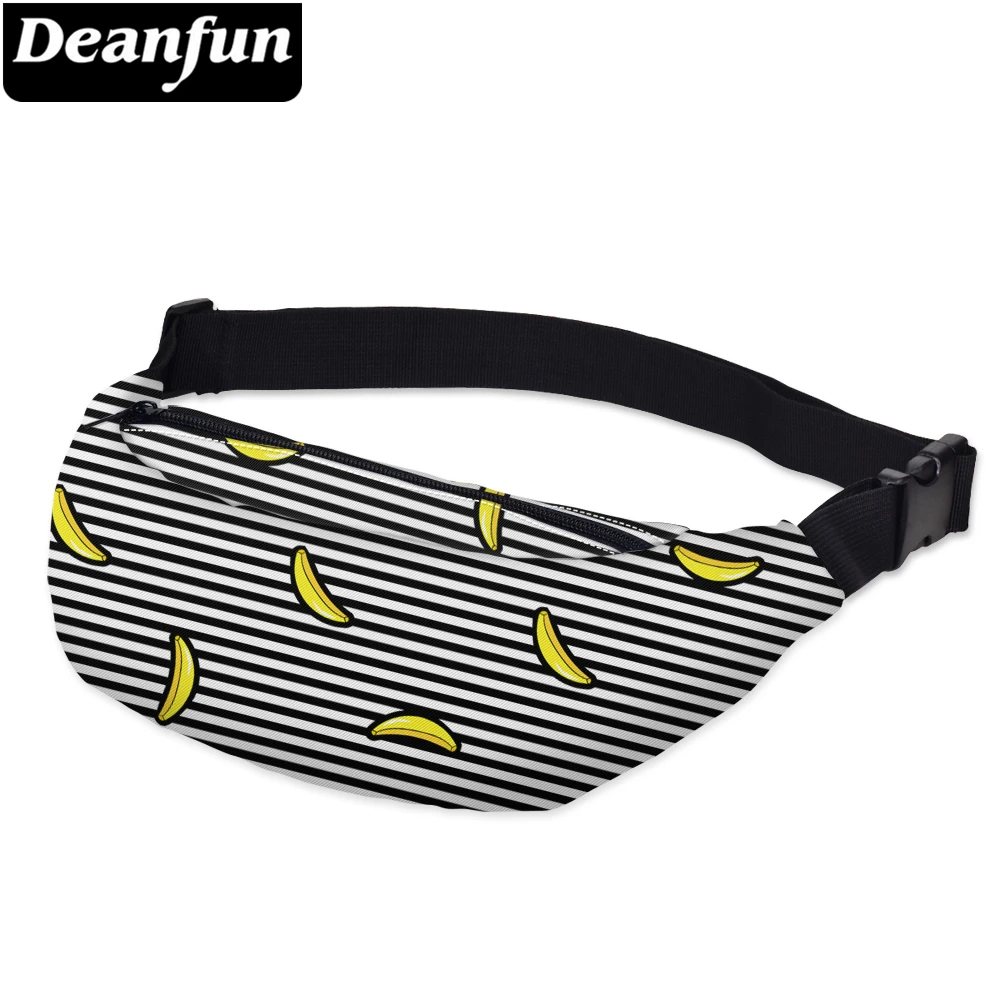 Deanfun 3D المطبوعة الخصر أكياس حزمة مخطط مع الموز نمط قابل للتعديل الفرقة في الهواء الطلق فاني حزم YB20