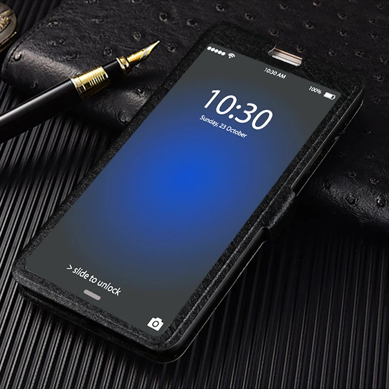 

QIJUN Flip Cover For HTC Desire U11 U12 Life D12 Plus Front Transparent View Window Case For HTC One A9 A9S X9 X10 Stand Cases