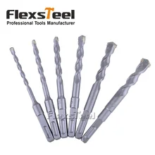 Flexsteel 6 Pieces 6-16MM Electric Coldless Impact Fast Spiral Rotary Masonry Hammer Drill Bits Set Carbide Tip Square Shank 