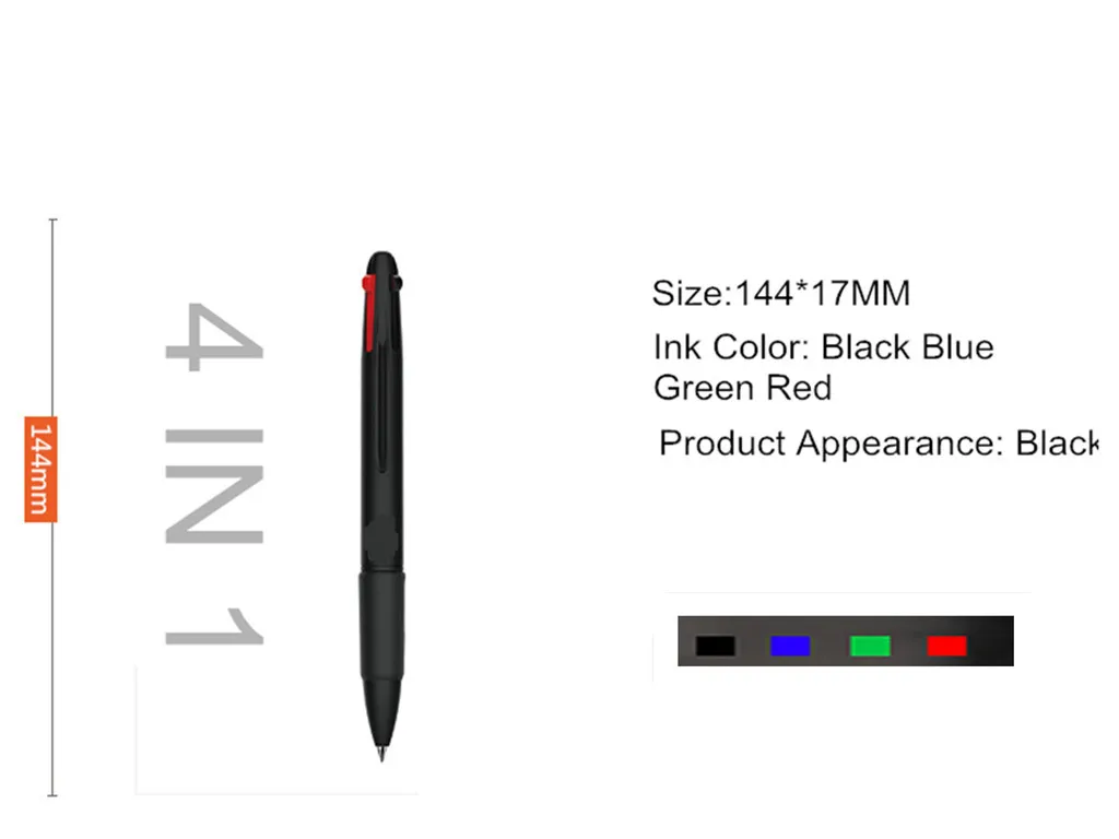 Разноцветная ручка 4 в 1 цветная Выдвижная шариковая ручка, многофункциональная ручка,(0,7 мм - Цвет: 1 PCS