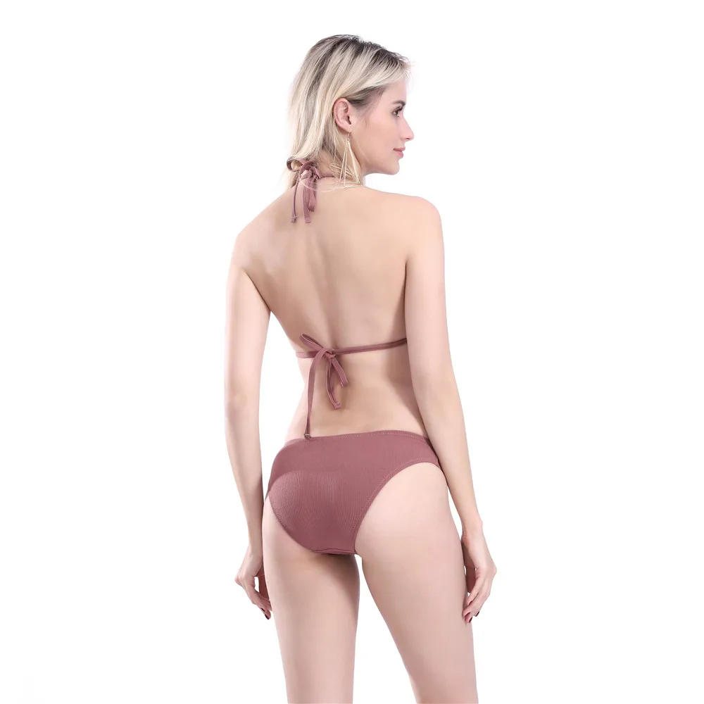 

sexy bikini 2019 halter Bandage Gather together Breast pad T-back Swimming Sun bath bikinis set swimwear women swimsuit biquini