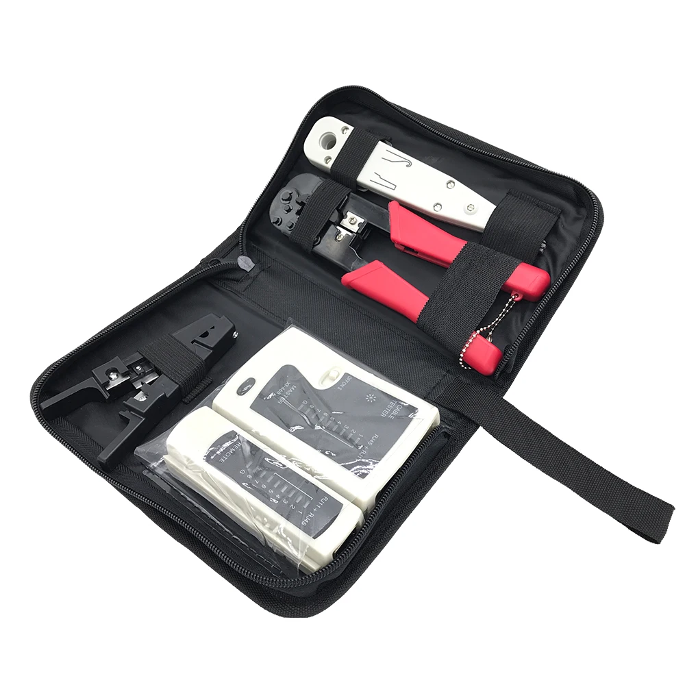 

Network Ethernet Cable Tester RJ45 RJ11 RJ12 CAT5 CAT5e Cat 6 and Crimper Crimping Tool Punch Down Wire Line Detector 4-in-1