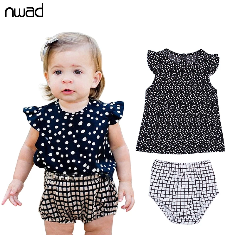 NWAD Summer Infant Clothing Set Fashion Baby Girl Polka Dot Clothes