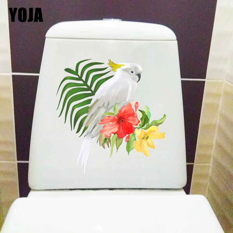 

YOJA 20.3X21.2CM Watercolor Flowering Bird Creative Cartoon Wall Sticker For Kids Rooms Classic WC Decor Toilet T1-1974