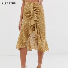 Летняя Сексуальная Русалка миди юбка женская винтажная точка кружева Высокая талия длиной до колена элегантные юбки для вечеринок Saia Jupe Femme