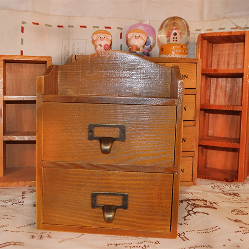 ZAKKA винтажная деревянная коробка для хранения украшения двойной ящик для хранения шкаф косметические настольные поделки мебель настенный шкаф подарки