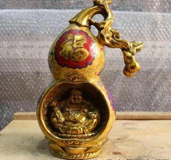 

Chinese Copper Cloisonne Enamel Maitreya Buddha Gourd Calabash Cucurbit Statue