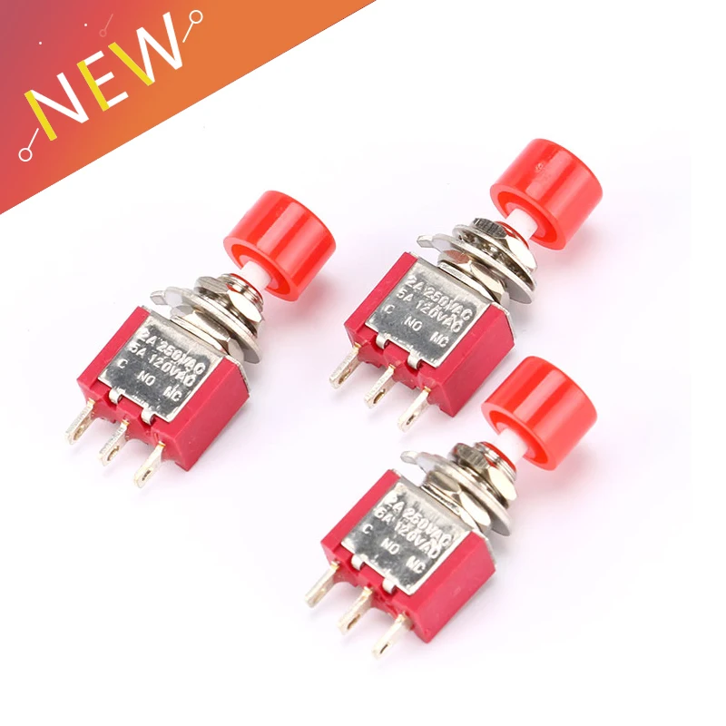 

1 Pcs 3Pin C-NO-NC 6mm Mini Momentary Automatic Return Push Button Switch ON-(ON) 2A 250V AC/5A 120V AC Toggle Switch Wholesale