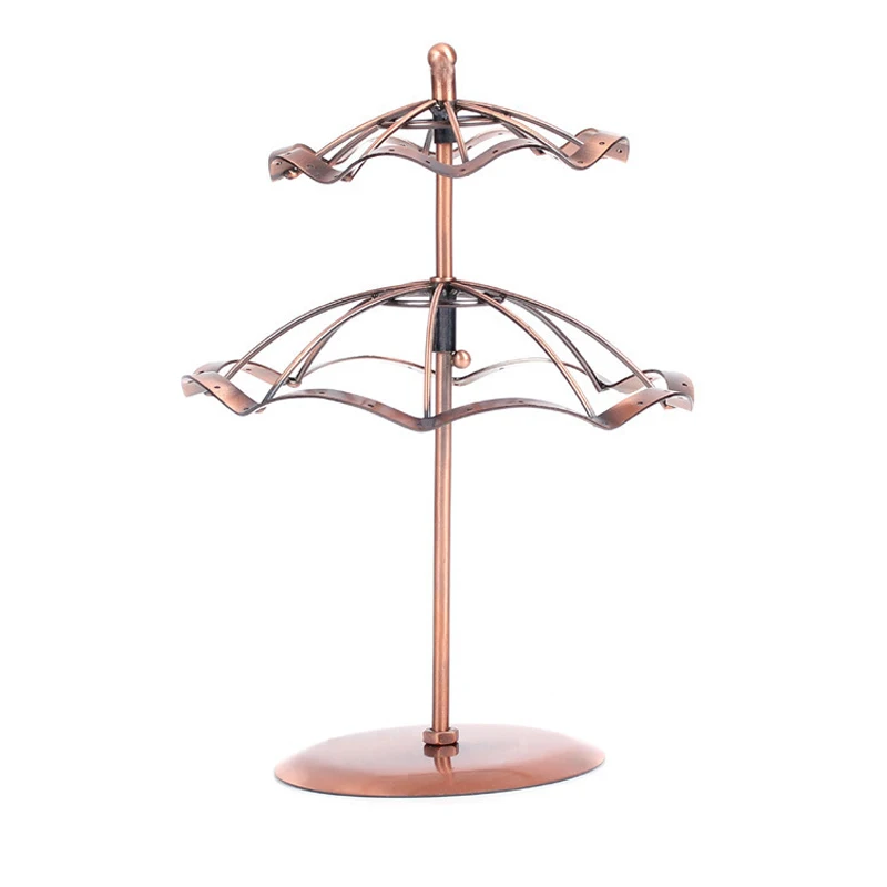  Revolving Earring Display Brown Jewelry Display Organizer Two Layer Jewellery Display Stands Holder