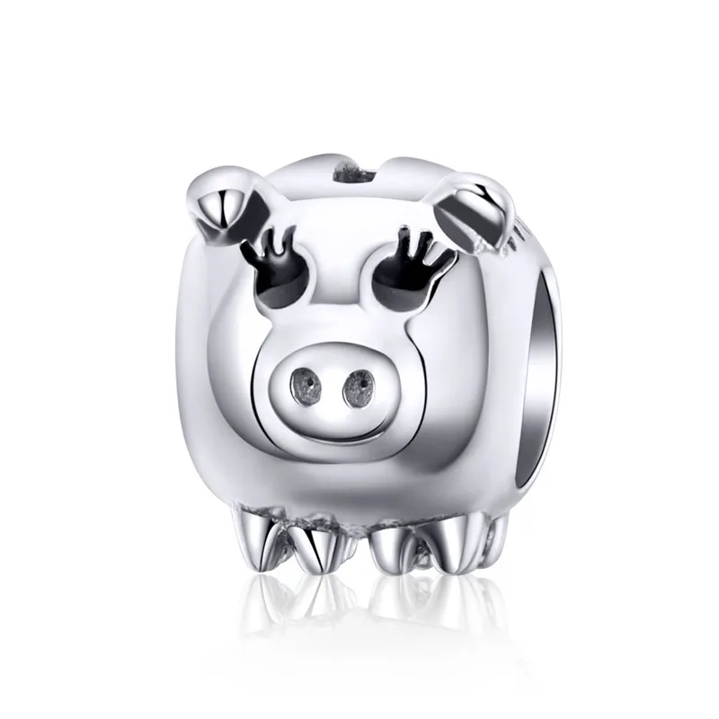Fit Pandora браслет серебро 925 CZ коровья собака ошейник мышь Свинья кулоны с обезьянкой S925 Бабочка Медведь Ленивец бусины DIY ювелирные изделия - Окраска металла: ads1051