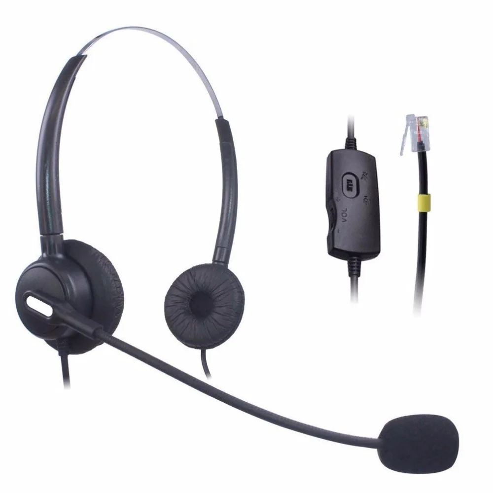 

Wantek Hands Free Telephone Headset Dual with Noise Cancelling Mic, Volume Mute Control Call Center Phone Headsets RJ9 RJ11 Jack