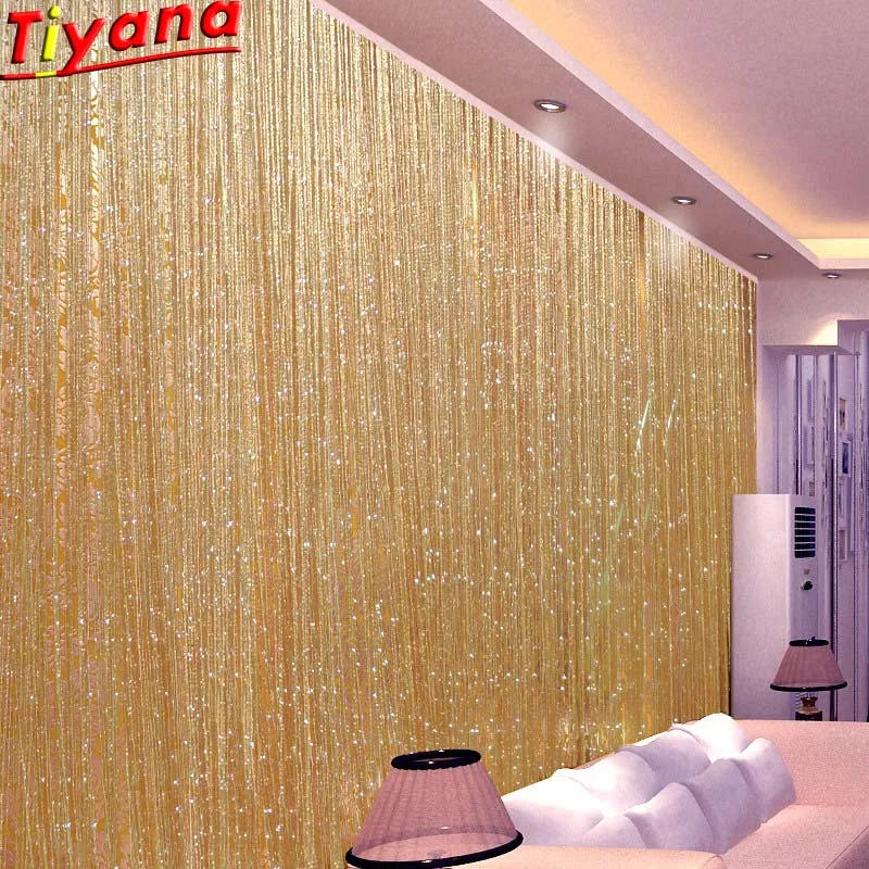 

Line Screens Curtain Rare Flat Silver Ribbon Door String Curtain Thread Fringe Window Panel Room Divider Strip Tassel WP246 *15