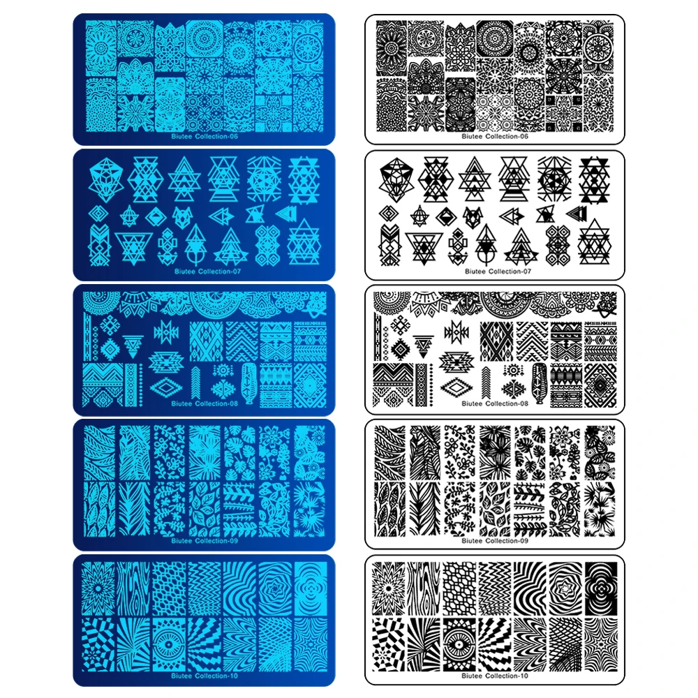 Biutee 15 Шт. различных трафареты для ногтей дизайн ногтей пластины стемпинга+1 шт. двухсторонний стампинг DIY маникюр нструменты для маникюра