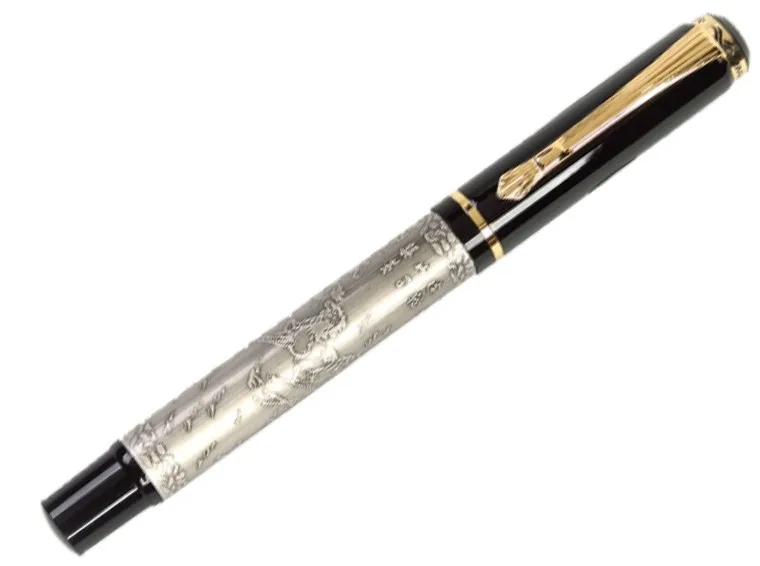 Набор 2 перьевых ручек или шариковых ручек BAOER 507 ручки для подписи Канцелярские Товары для офиса и школы - Цвет: antique Silver