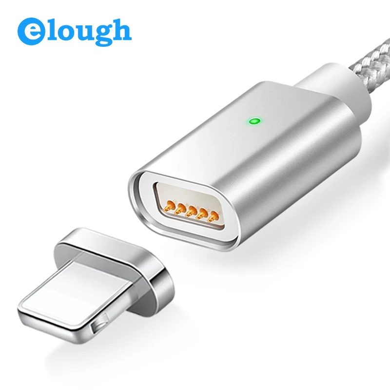 Elough E04 المغناطيسي كابل الشاحن ل فون 5 5 s 6 6 s 7 زائد الهواتف سريع تهمة ماكس 2.4A النايلون المغناطيس شاحن بيانات كابلات سلك
