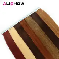 Alishow Tape In Human Hair Extensions Double Drawn Remy Tape In Natural Straight Hair On Adhesives 20pcs /set Invisible Hair