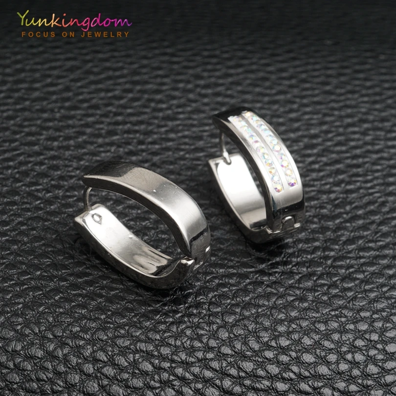 Yunkingdom cz кристалл серьги-кольца для женщин вольфрамовые стальные серьги Модные женские серьги UE0036