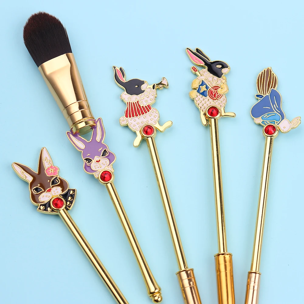 Buy 1pc Makeup Brushes with Bag Animal Rabbit Makeup Brush Angled Contour Pink