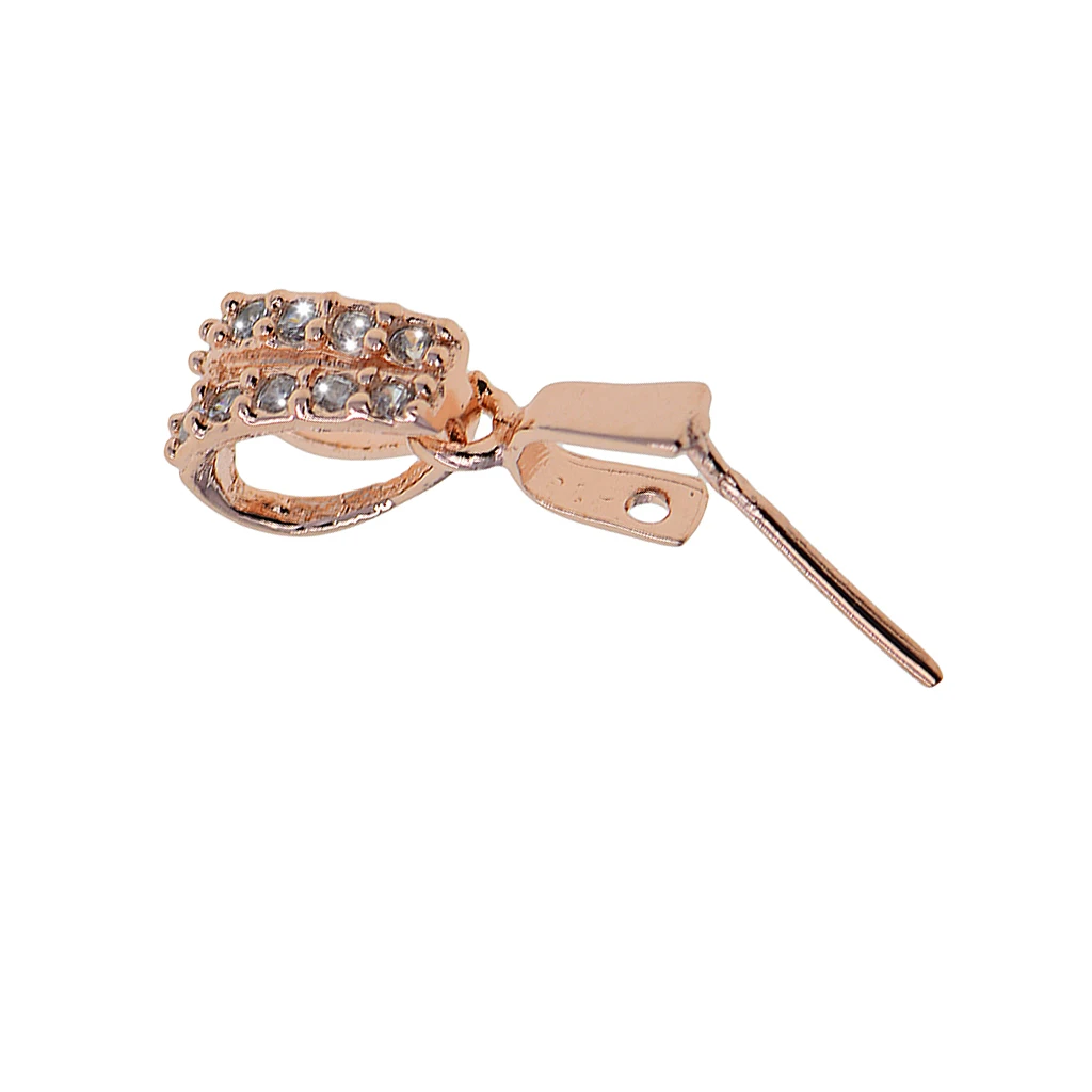 

Rose Gold Plated 925 Sterling Silver Pinch Bails Pendant Clasp with Rhinestone DIY Necklace Connector Jewelry Findings