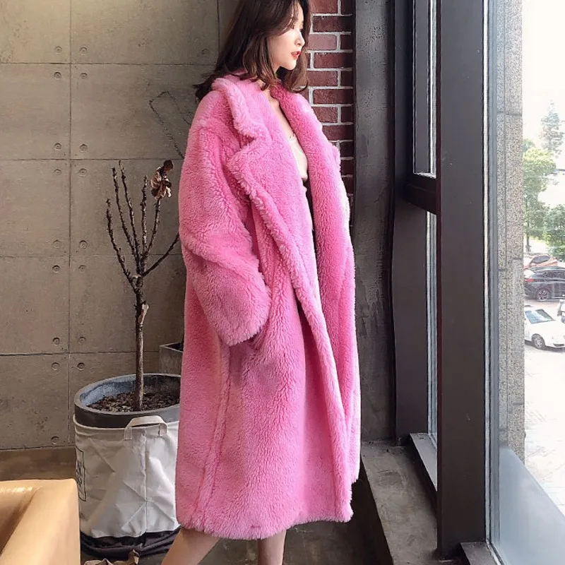 

2019 real double-faced fur coat winter jacket women long warm thick natural lamb fur coat outerwear