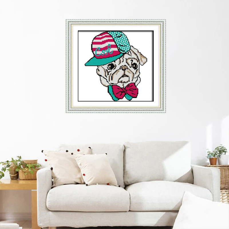 Joy Sunday Puppy наборы для вышивки крестиком наборы для рукоделия узоры для собак DMC 11 14ct напечатаны Счетный крест из Китая